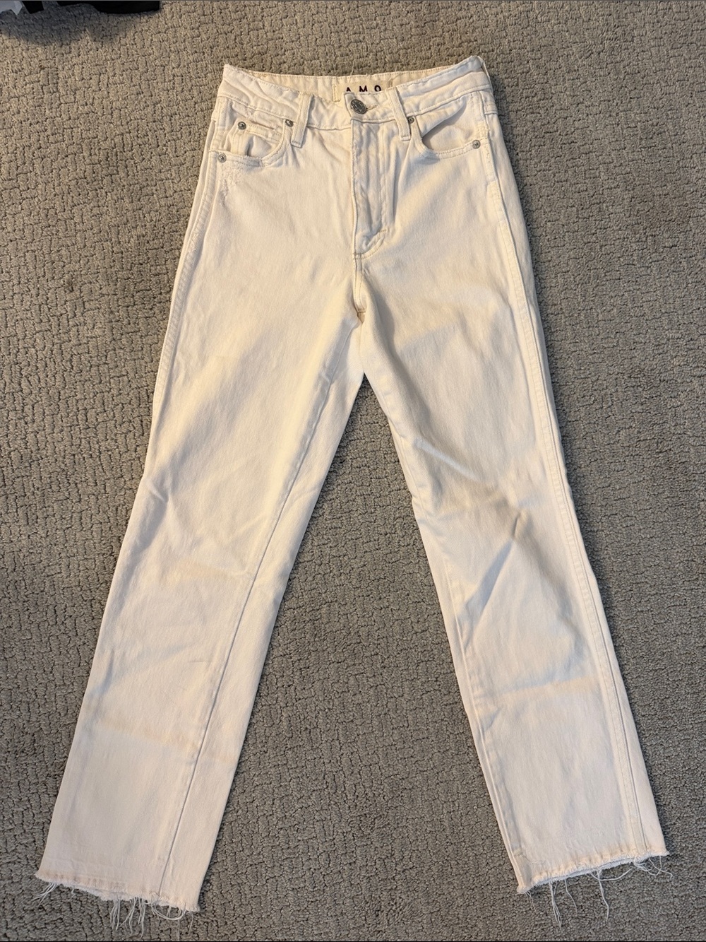 AMO Chloe Crop White Straight Jeans Size 24